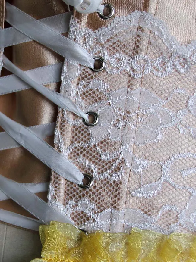 Fashion Lace Trim Bones Underbust Waist Training Underbust Corset Valentines Costume Top