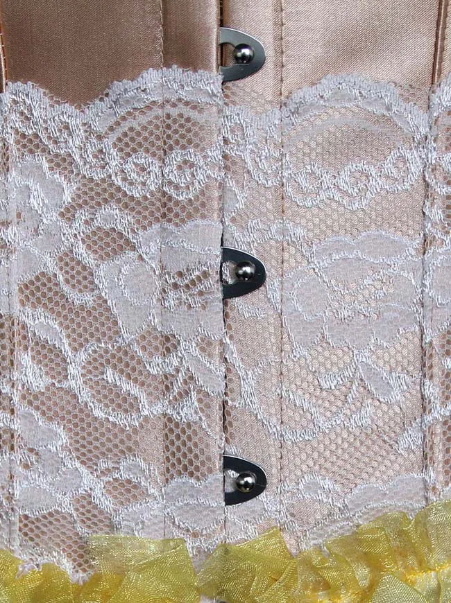 Fashion Lace Trim Bones Underbust Waist Training Underbust Corset Valentines Costume Top