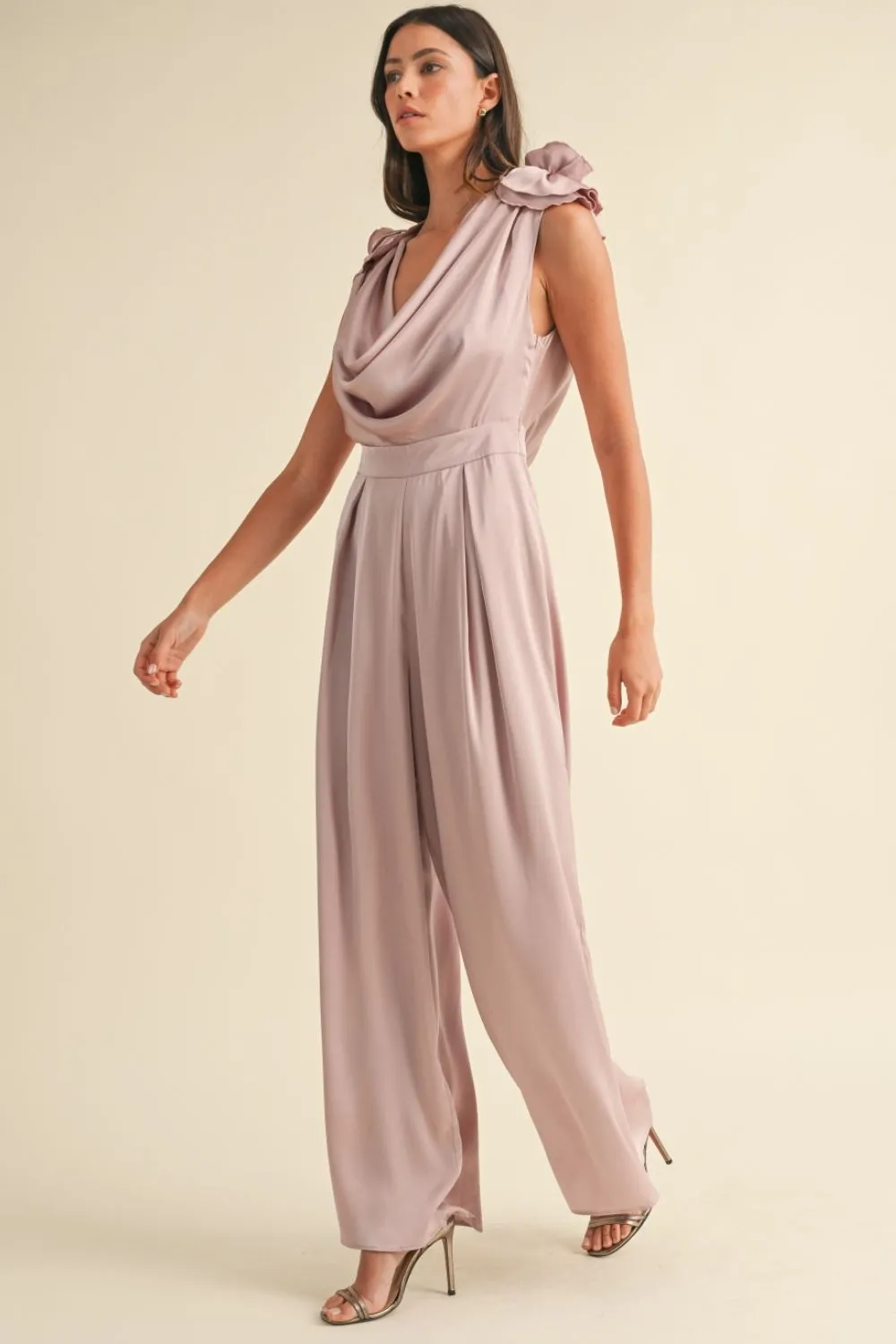 Floral Elegance Satin Jumpsuit