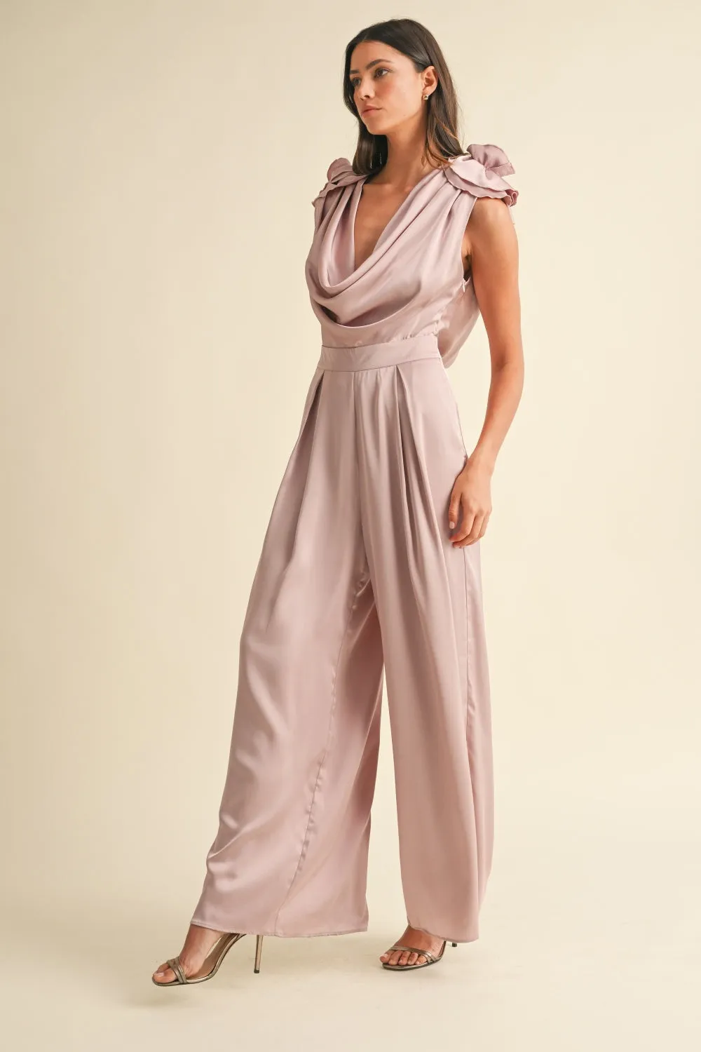Floral Elegance Satin Jumpsuit