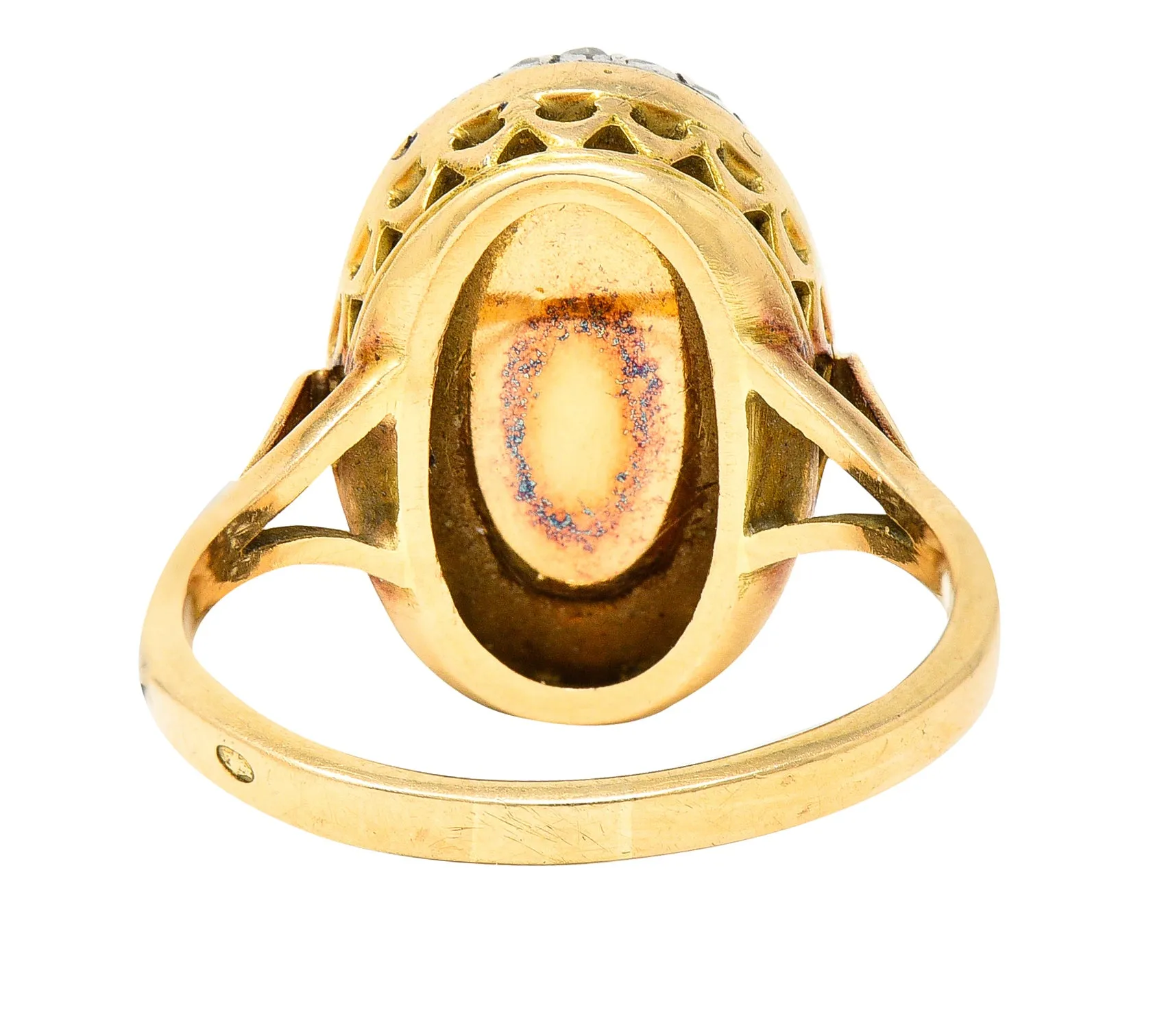 French Victorian Garnet Diamond 18 Karat Yellow Gold Silver Antique Cluster Gemstone Ring