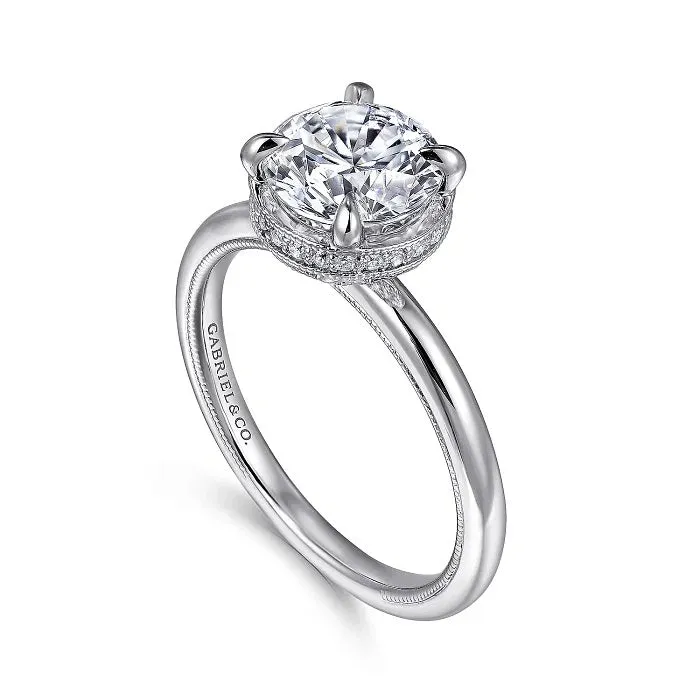 Gabriel 14K White Gold Round Halo Diamond Engagement Ring ER16238R6W44JJ