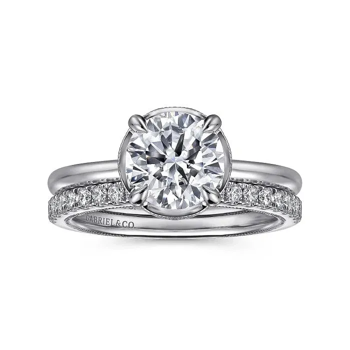 Gabriel 14K White Gold Round Halo Diamond Engagement Ring ER16238R6W44JJ