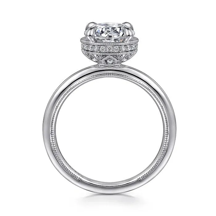 Gabriel 14K White Gold Round Halo Diamond Engagement Ring ER16238R6W44JJ