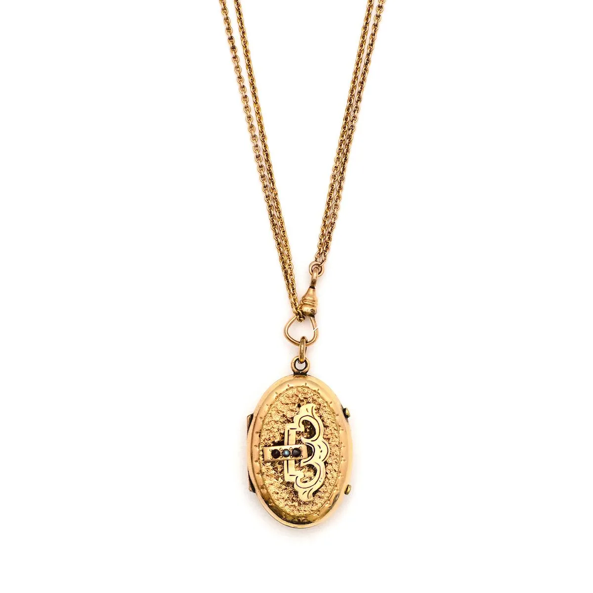 Garnet & Pearl Buckle Antique Locket