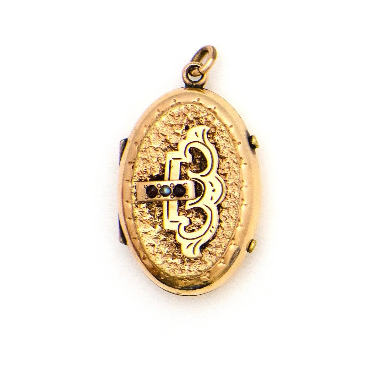 Garnet & Pearl Buckle Antique Locket