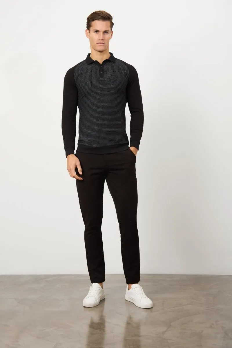 Geo Polo Shirt in Black