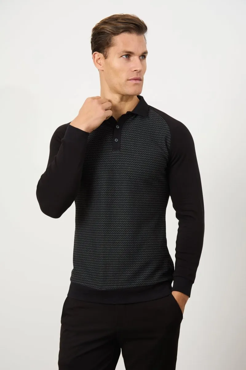Geo Polo Shirt in Black
