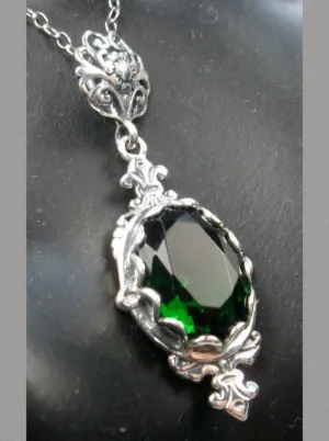 Green Emerald Pin Pendant, Stylish Victorian Jewelry Design#P18