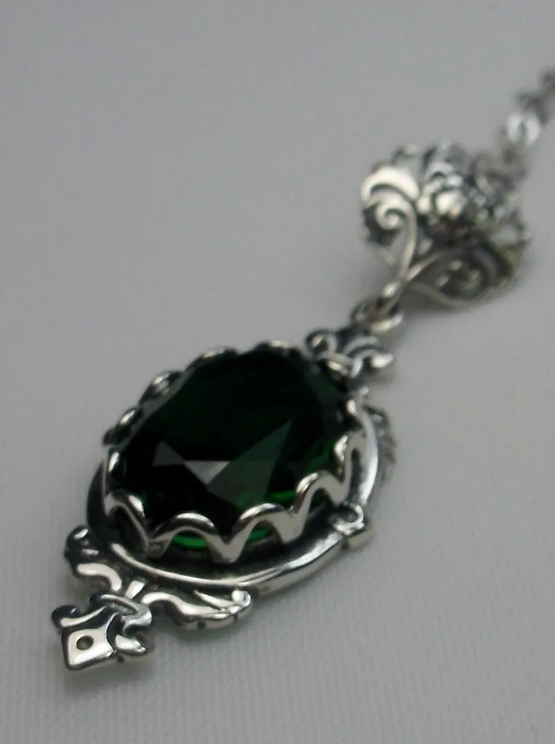 Green Emerald Pin Pendant, Stylish Victorian Jewelry Design#P18