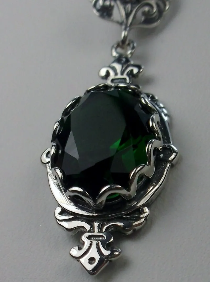 Green Emerald Pin Pendant, Stylish Victorian Jewelry Design#P18