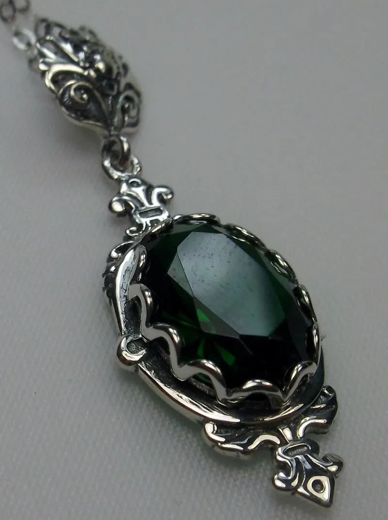 Green Emerald Pin Pendant, Stylish Victorian Jewelry Design#P18