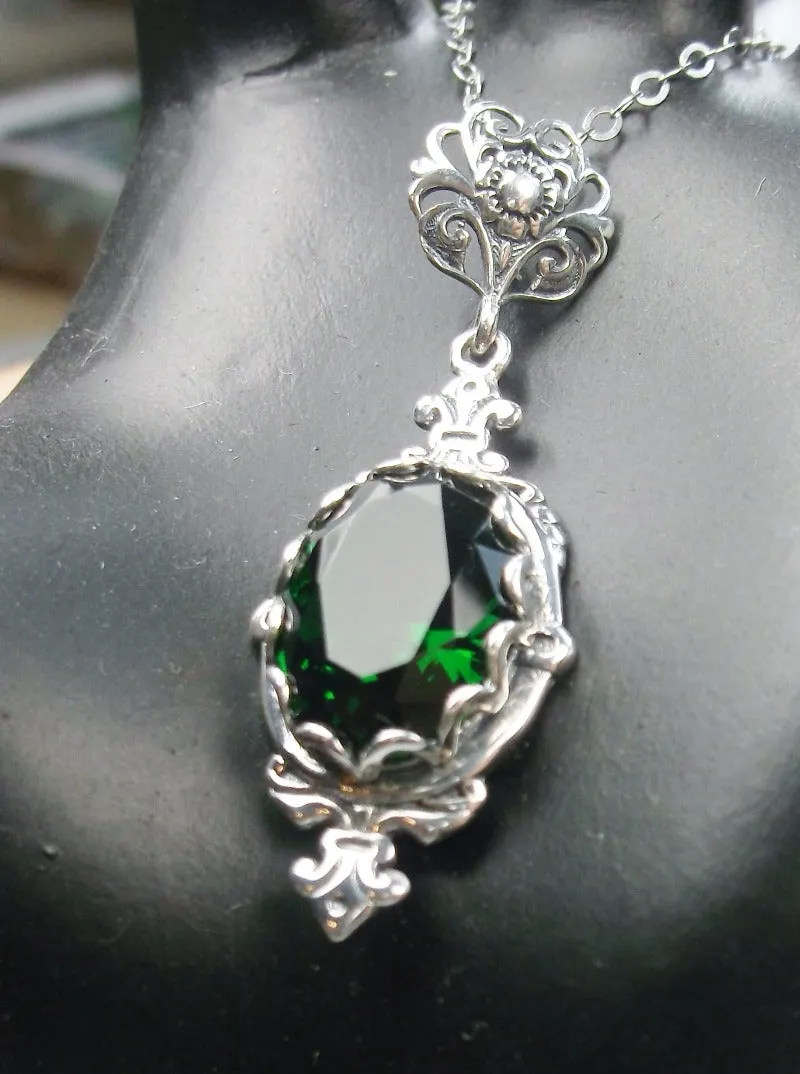 Green Emerald Pin Pendant, Stylish Victorian Jewelry Design#P18