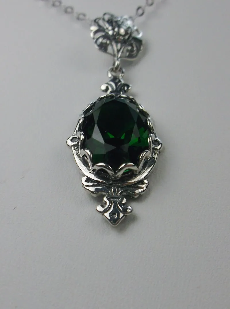 Green Emerald Pin Pendant, Stylish Victorian Jewelry Design#P18