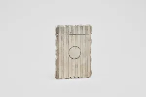 Hinged Scalloped Edge Striped Card Case