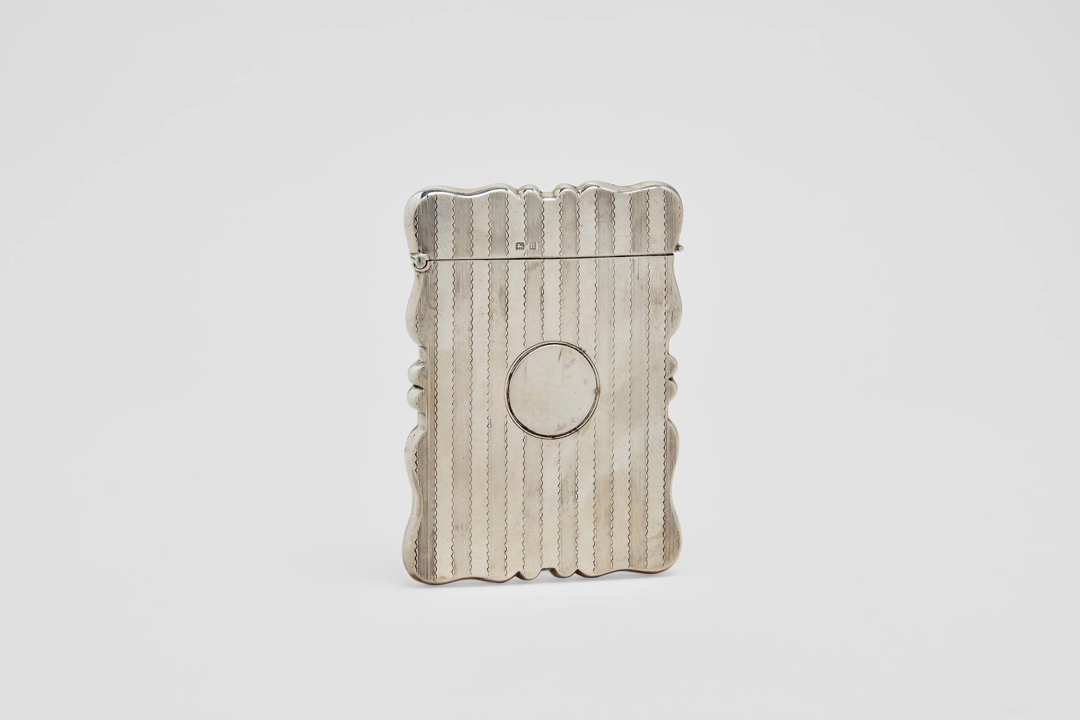 Hinged Scalloped Edge Striped Card Case