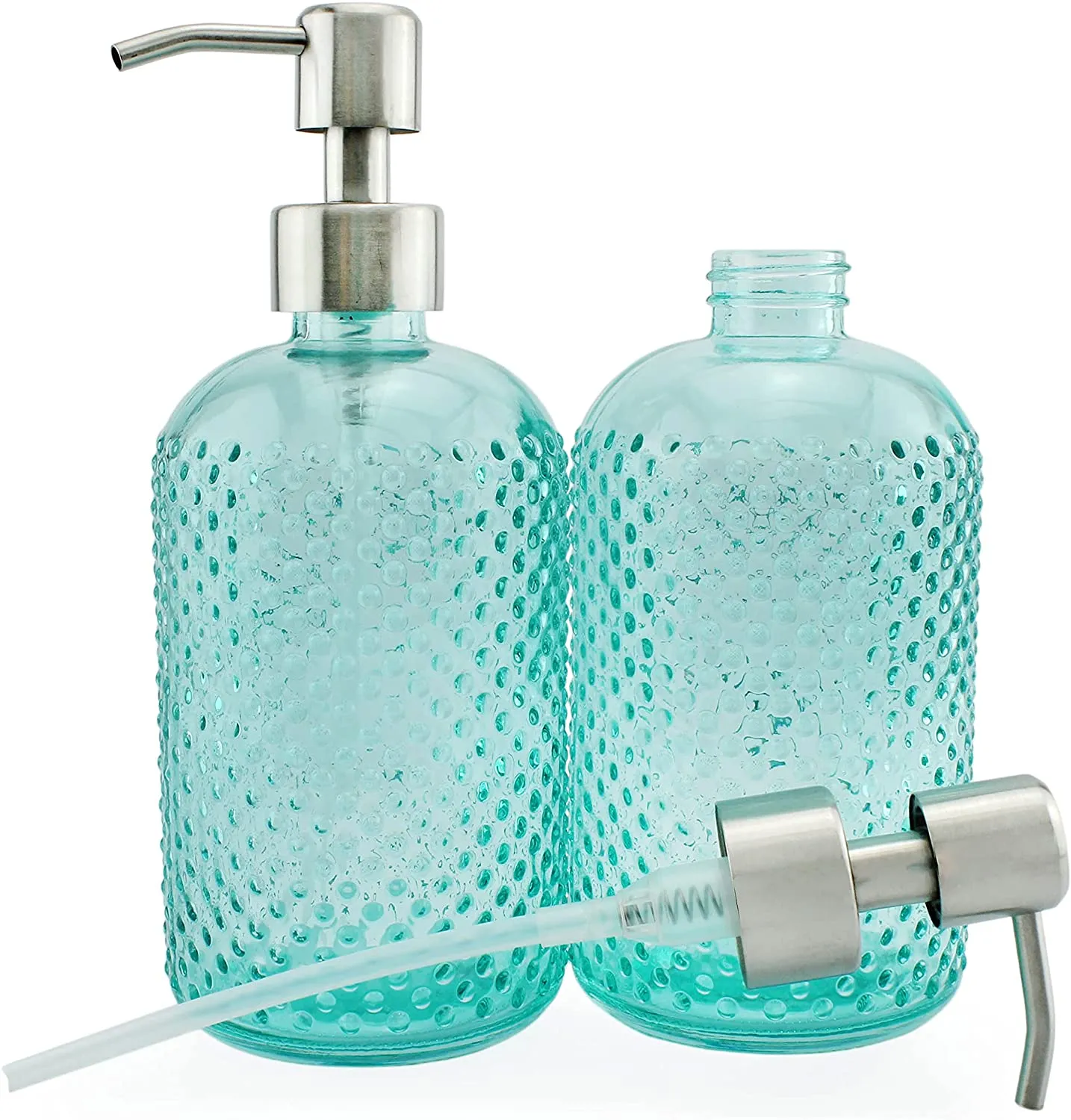 Hobnail Glass Soap Dispenser (Green, 3-Pack, Case of 48)