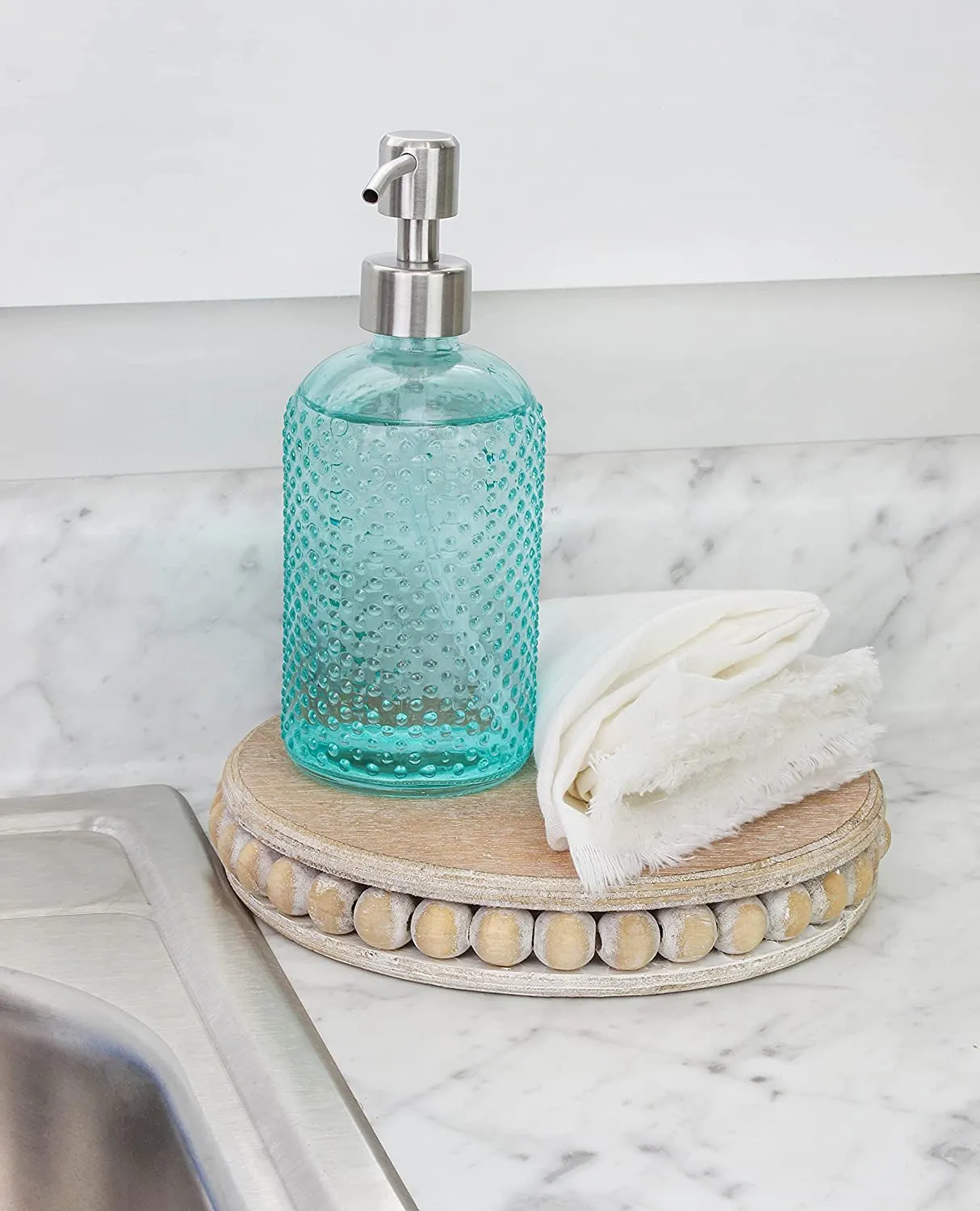 Hobnail Glass Soap Dispenser (Green, 3-Pack, Case of 48)