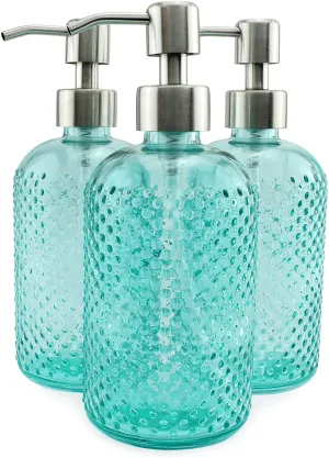 Hobnail Glass Soap Dispenser (Green, 3-Pack, Case of 48)
