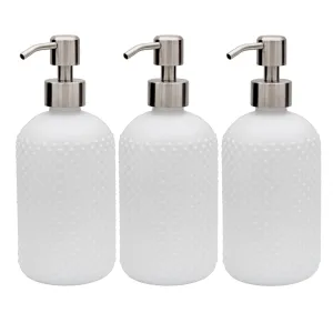 Hobnail Glass Soap Dispensers (White, 3-Pack, Case of 16)