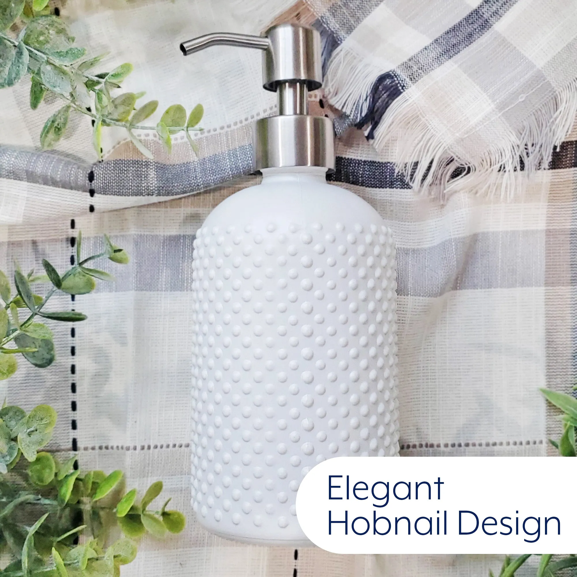 Hobnail Glass Soap Dispensers (White, 3-Pack, Case of 16)