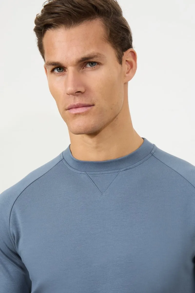 Interlock Crew Neck Sweat in Denim