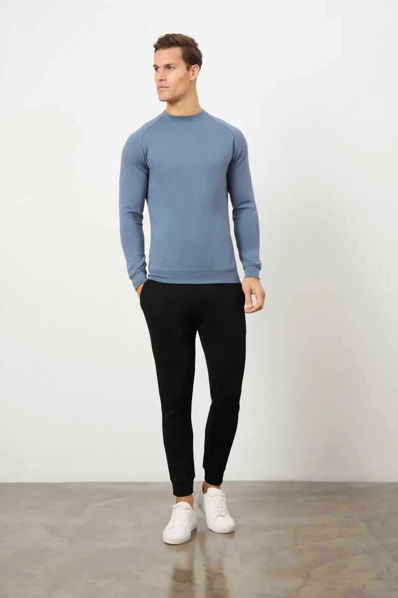 Interlock Crew Neck Sweat in Denim