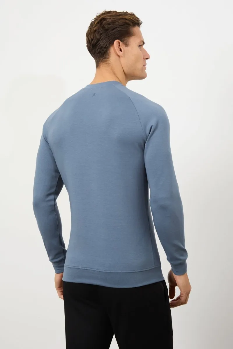 Interlock Crew Neck Sweat in Denim