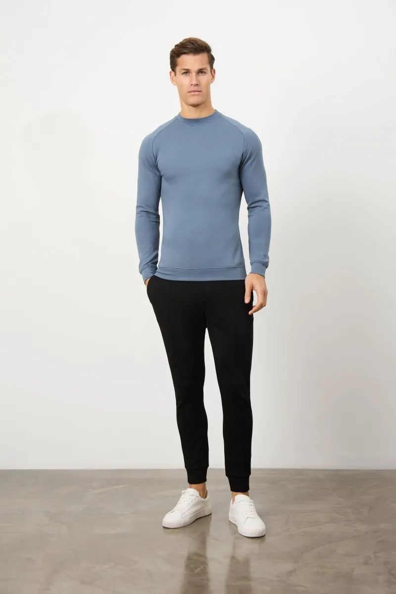Interlock Crew Neck Sweat in Denim
