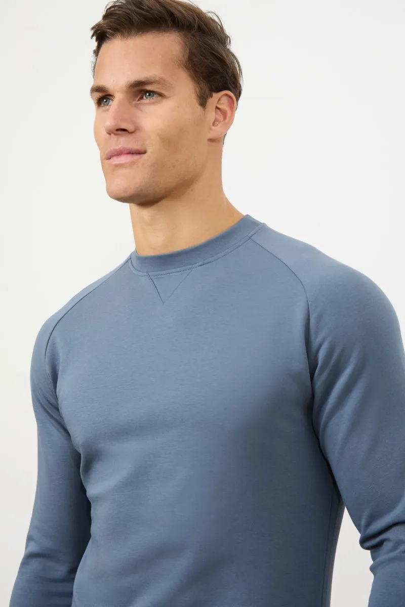 Interlock Crew Neck Sweat in Denim