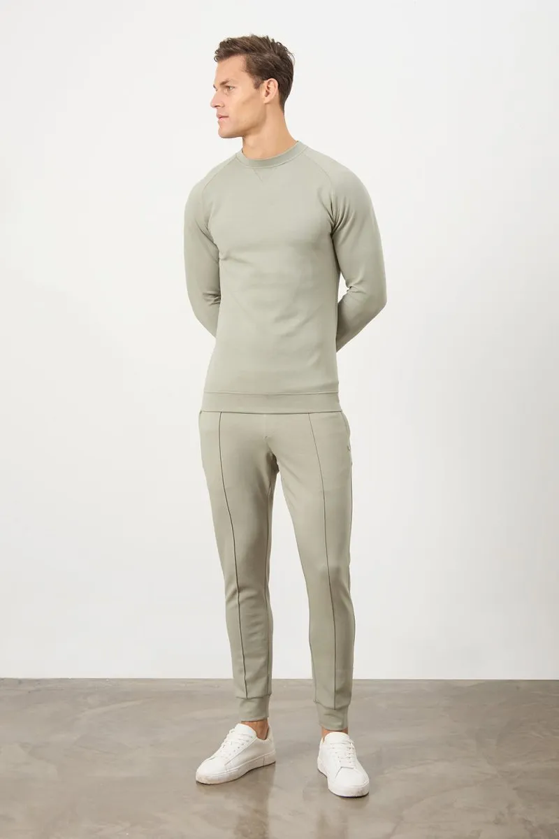 Interlock Crew Neck Sweat in Smoky Sage