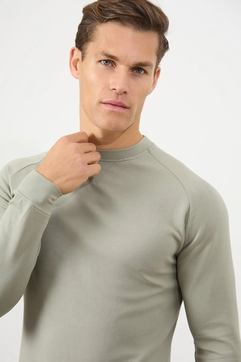 Interlock Crew Neck Sweat in Smoky Sage