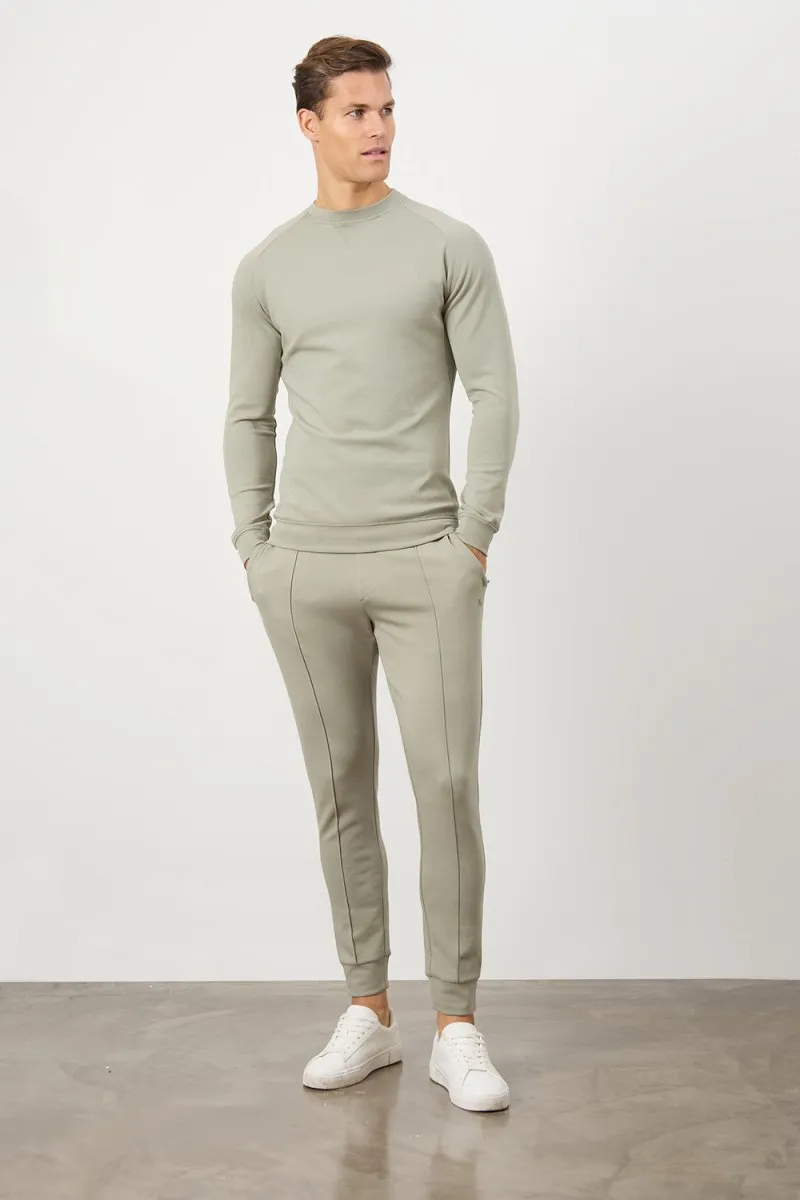 Interlock Crew Neck Sweat in Smoky Sage
