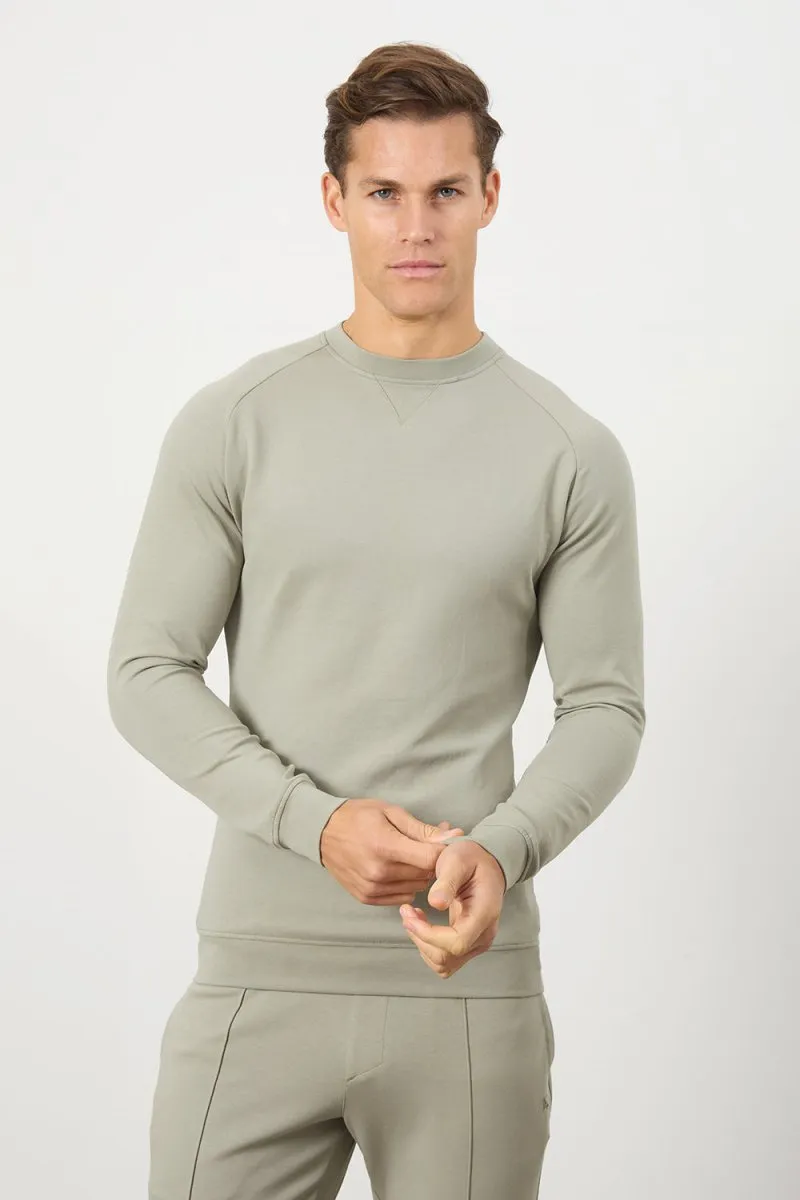 Interlock Crew Neck Sweat in Smoky Sage