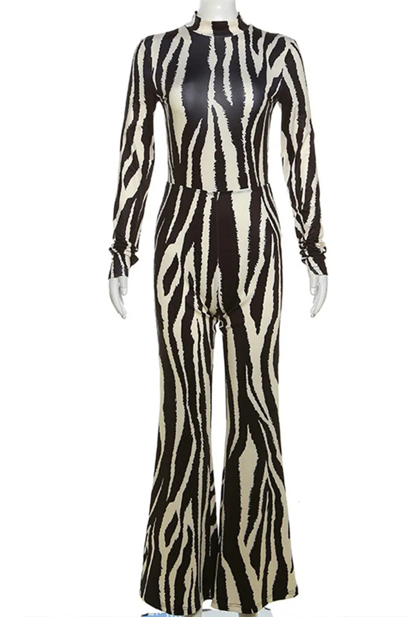 JH843 Striped High Rise Jumpsuits