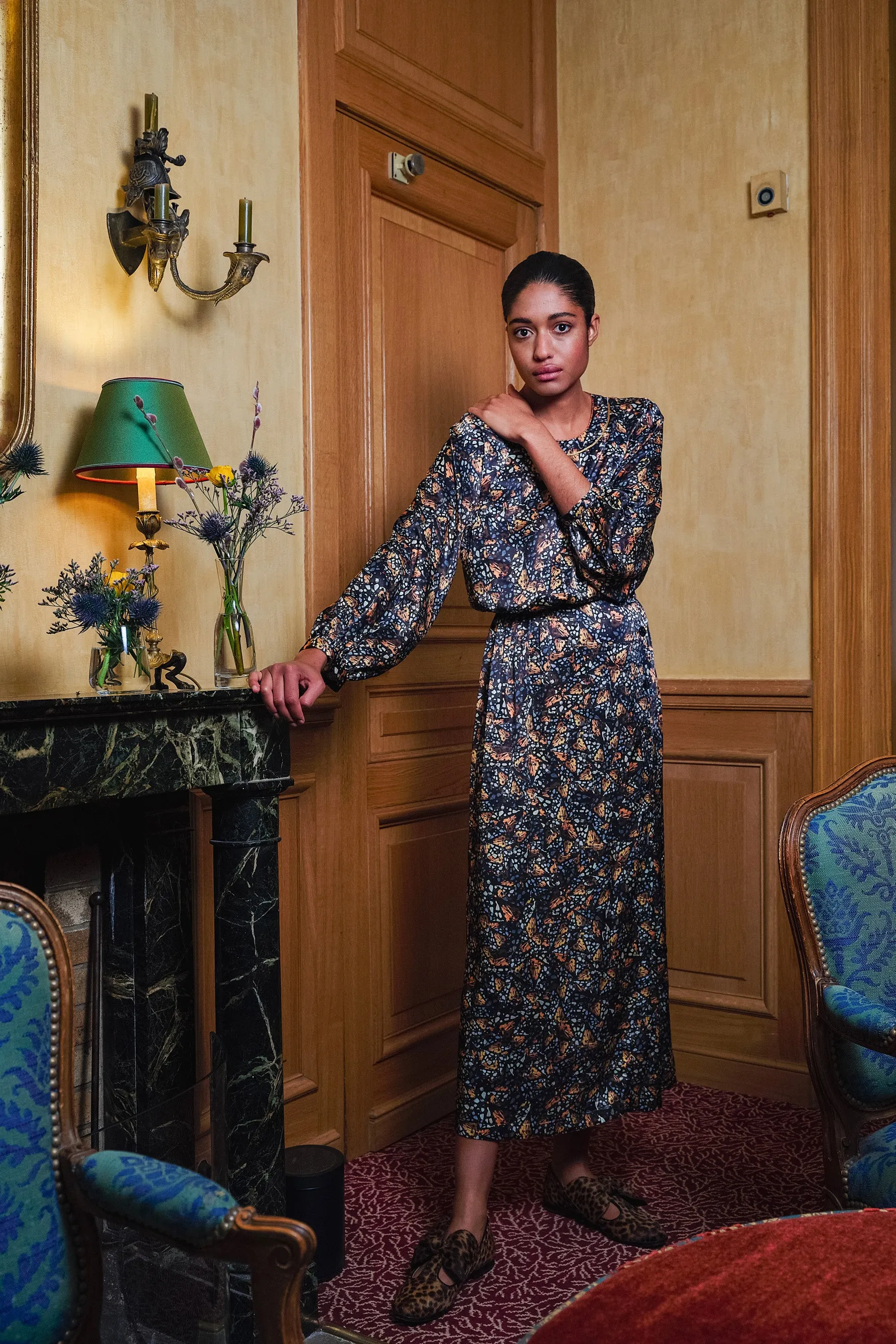 Kelly dress in Hunter print