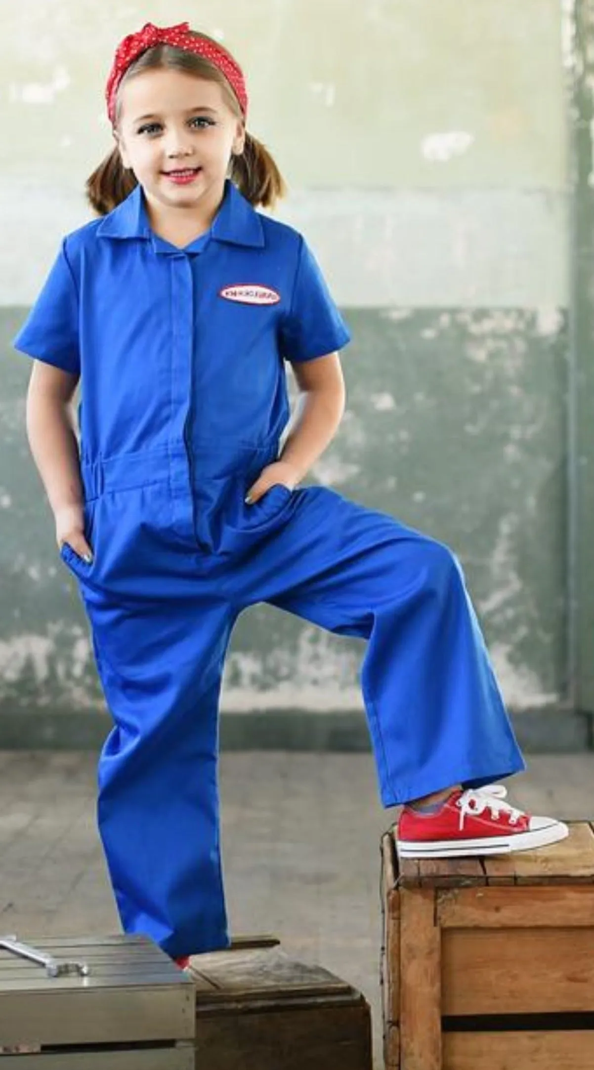 Knuckleheads Kids Coverall for Girls, Mechanic Halloween Jumpsuit Costume Baby Outfit