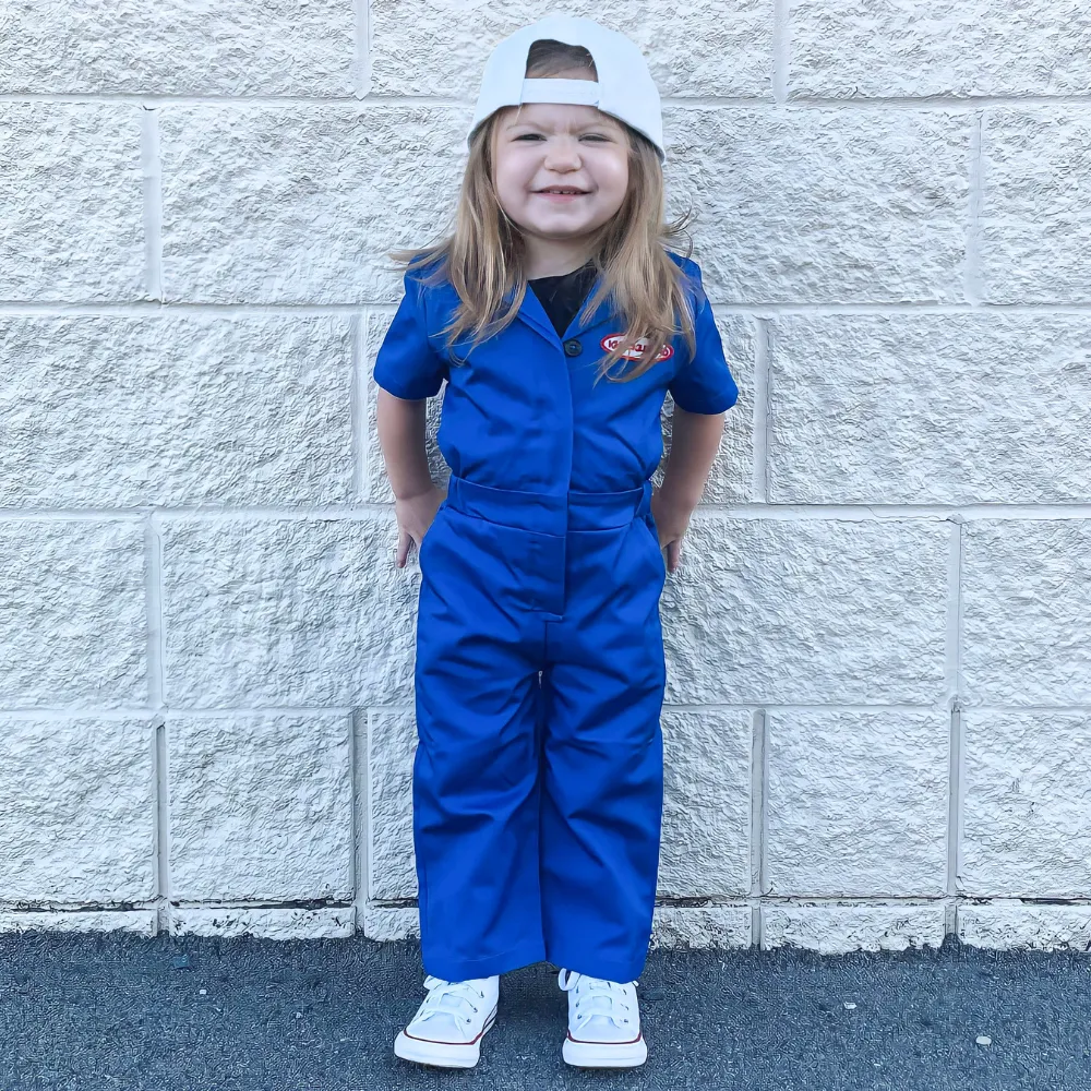 Knuckleheads Kids Coverall for Girls, Mechanic Halloween Jumpsuit Costume Baby Outfit