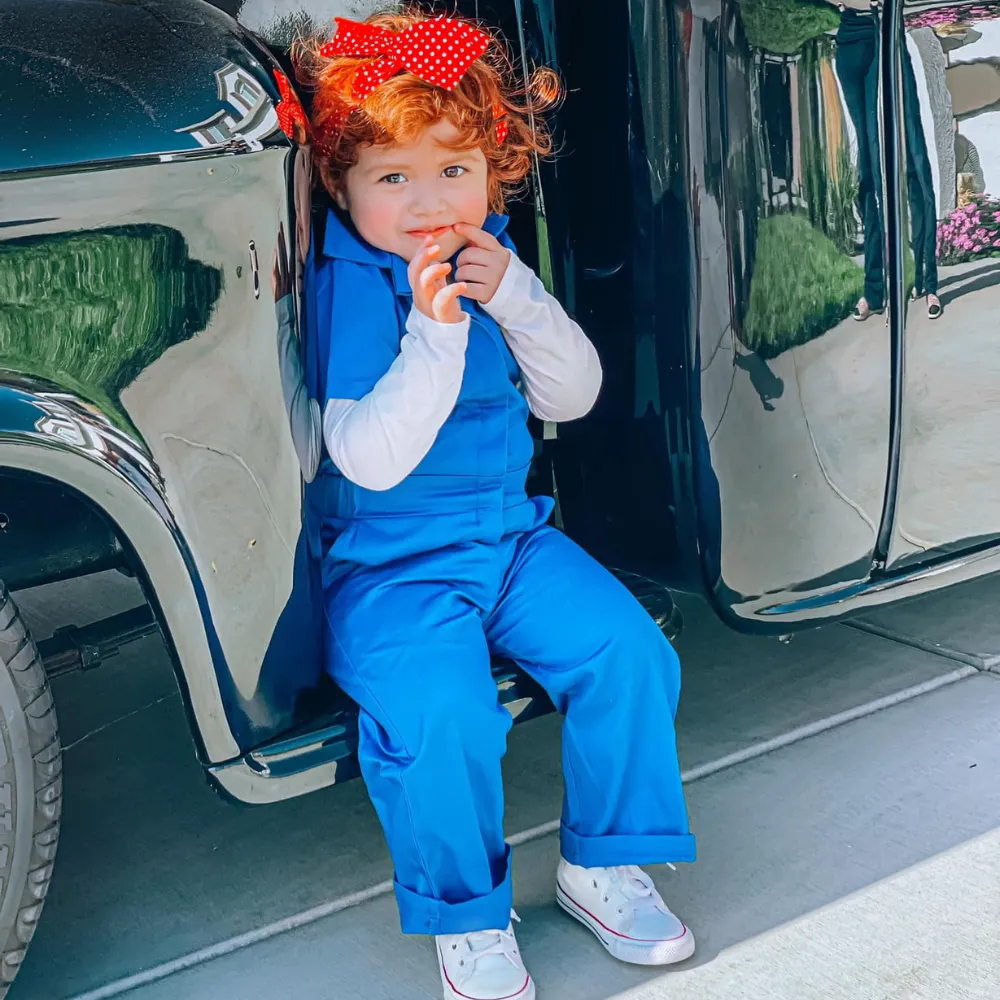 Knuckleheads Kids Coverall for Girls, Mechanic Halloween Jumpsuit Costume Baby Outfit