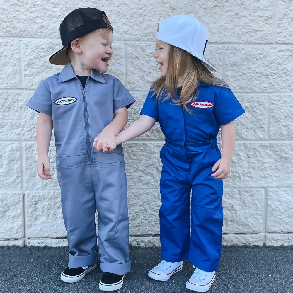 Knuckleheads Kids Coverall for Girls, Mechanic Halloween Jumpsuit Costume Baby Outfit