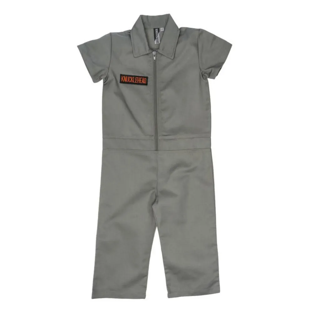 Knuckleheads Kids Dark Olive Coverall for Boys, Mechanic Halloween Jumpsuit Costume Baby Outfit