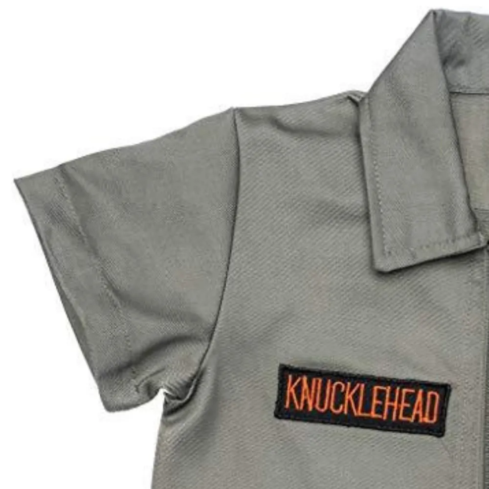Knuckleheads Kids Dark Olive Coverall for Boys, Mechanic Halloween Jumpsuit Costume Baby Outfit