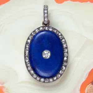 Lapis & Diamond Double Sided Locket