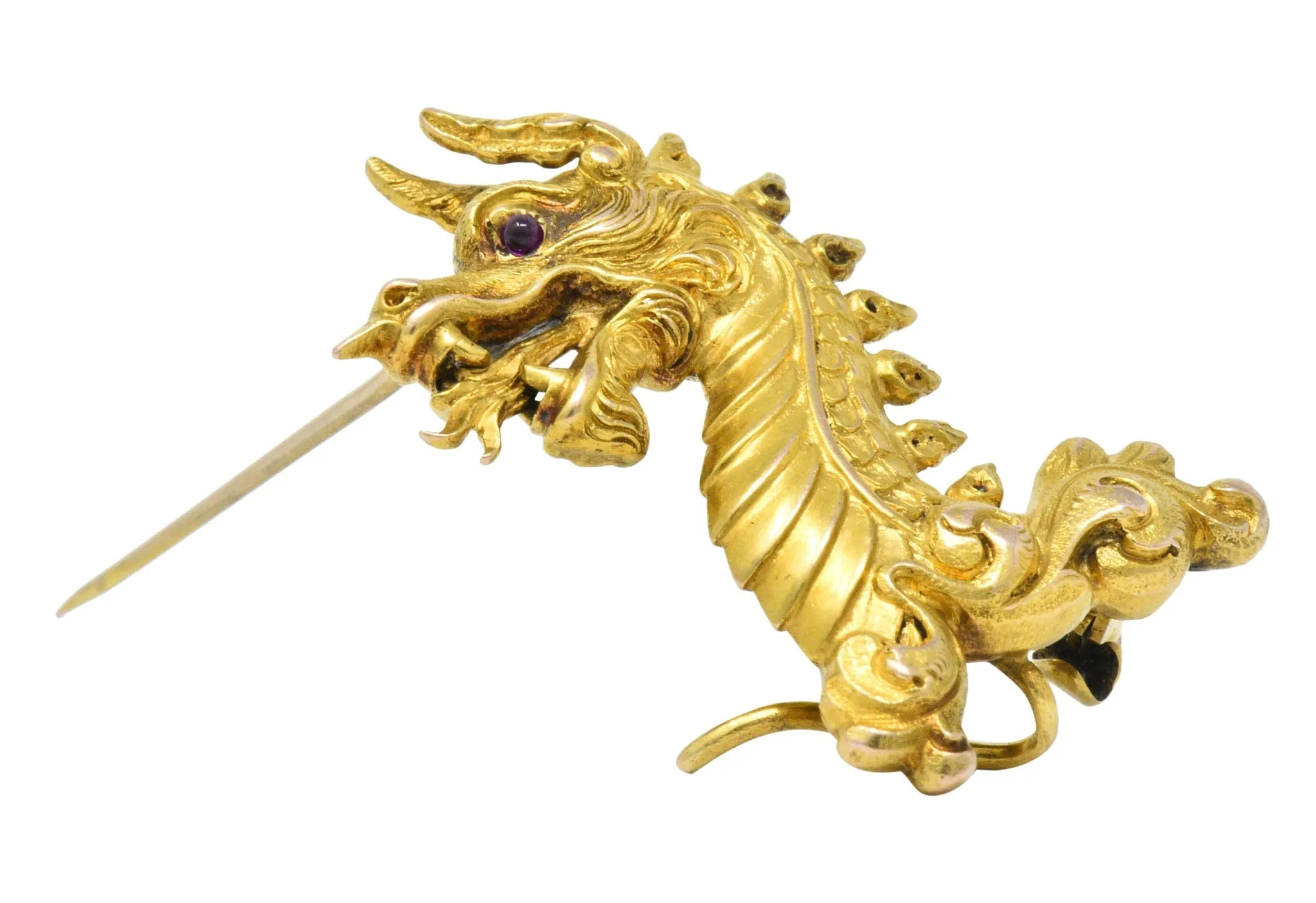 Late Victorian 14 Karat Gold Dragon Brooch Circa 1890