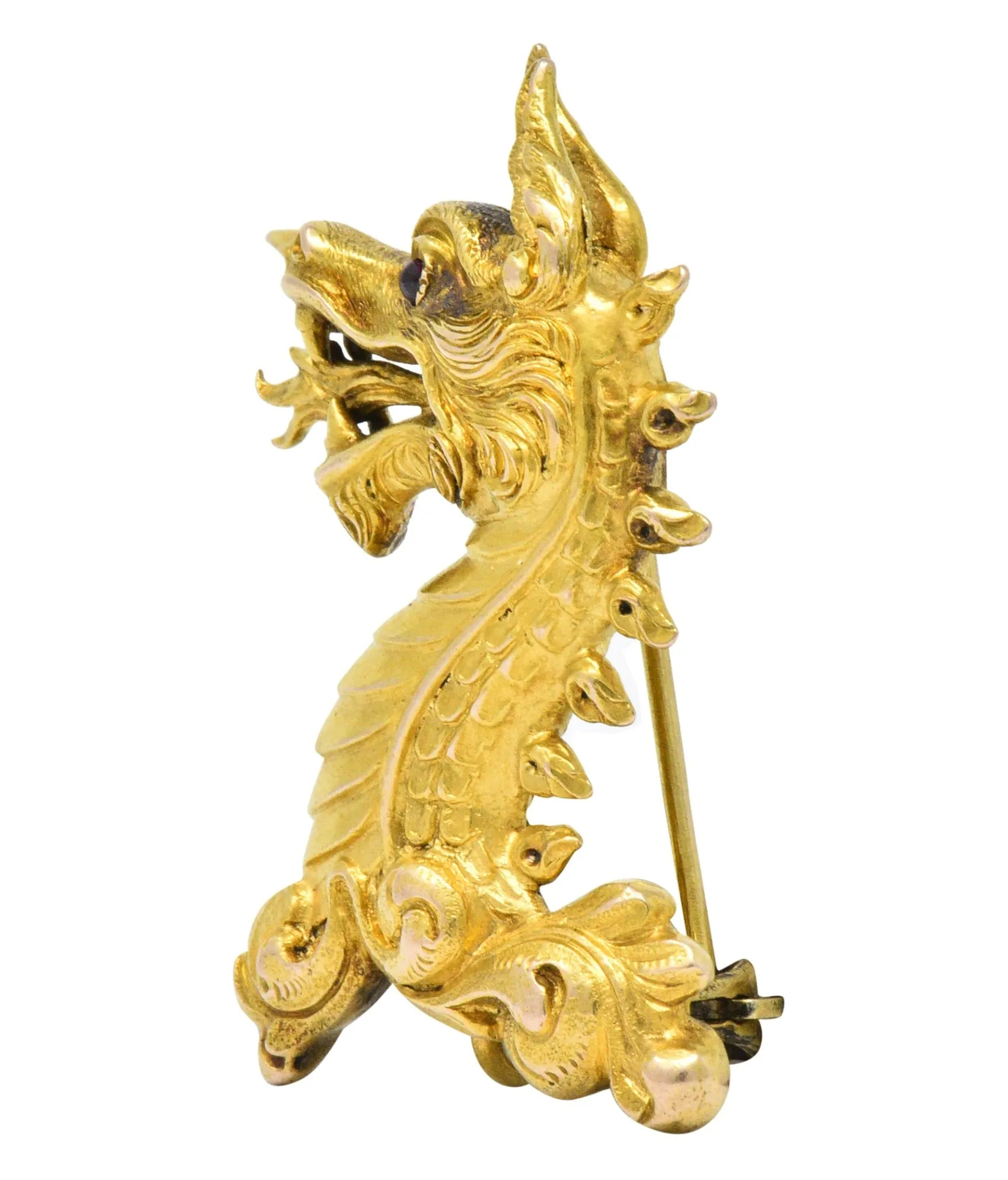Late Victorian 14 Karat Gold Dragon Brooch Circa 1890