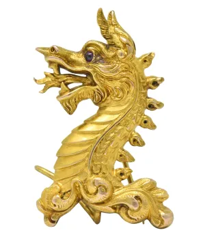 Late Victorian 14 Karat Gold Dragon Brooch Circa 1890