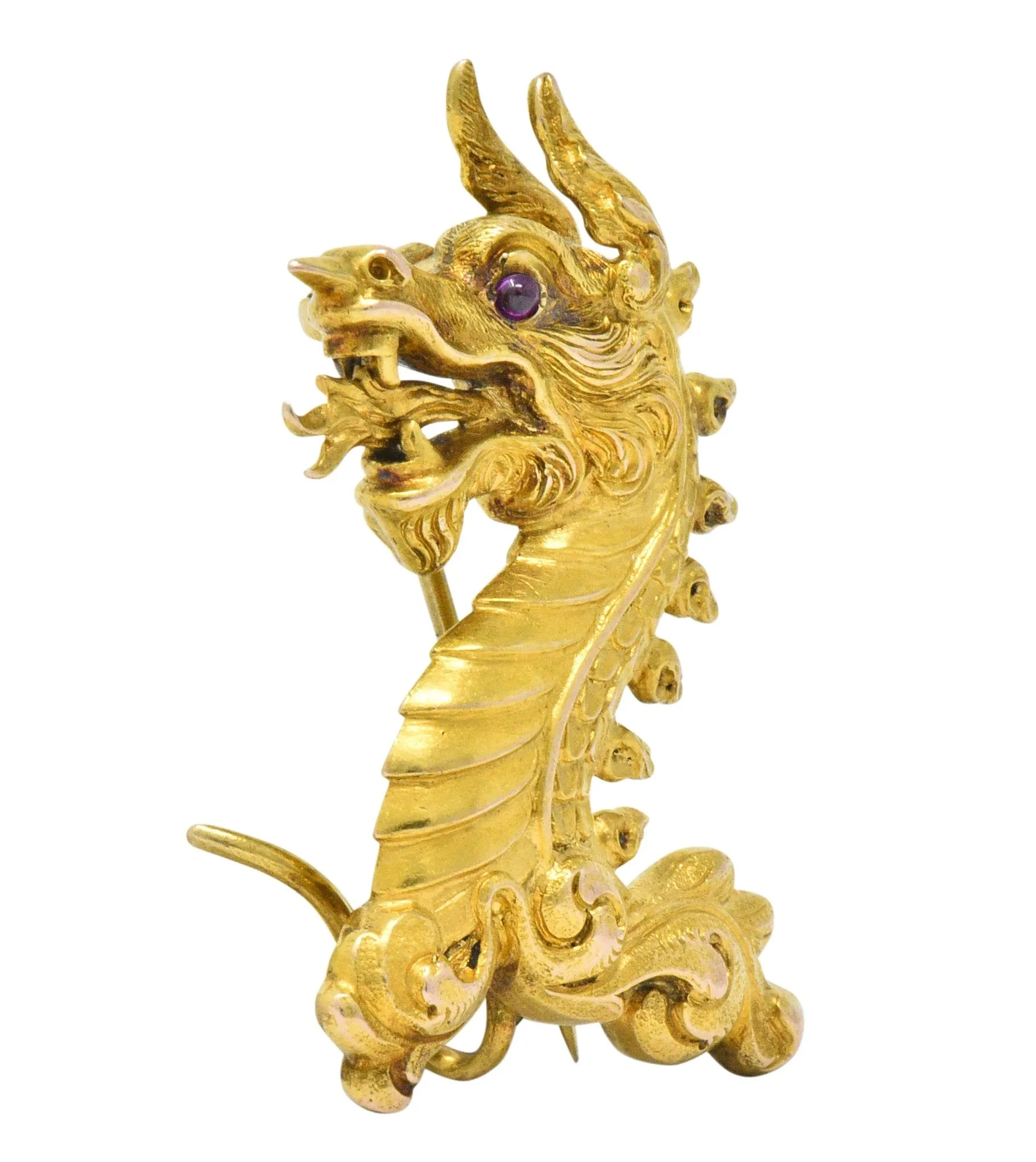 Late Victorian 14 Karat Gold Dragon Brooch Circa 1890