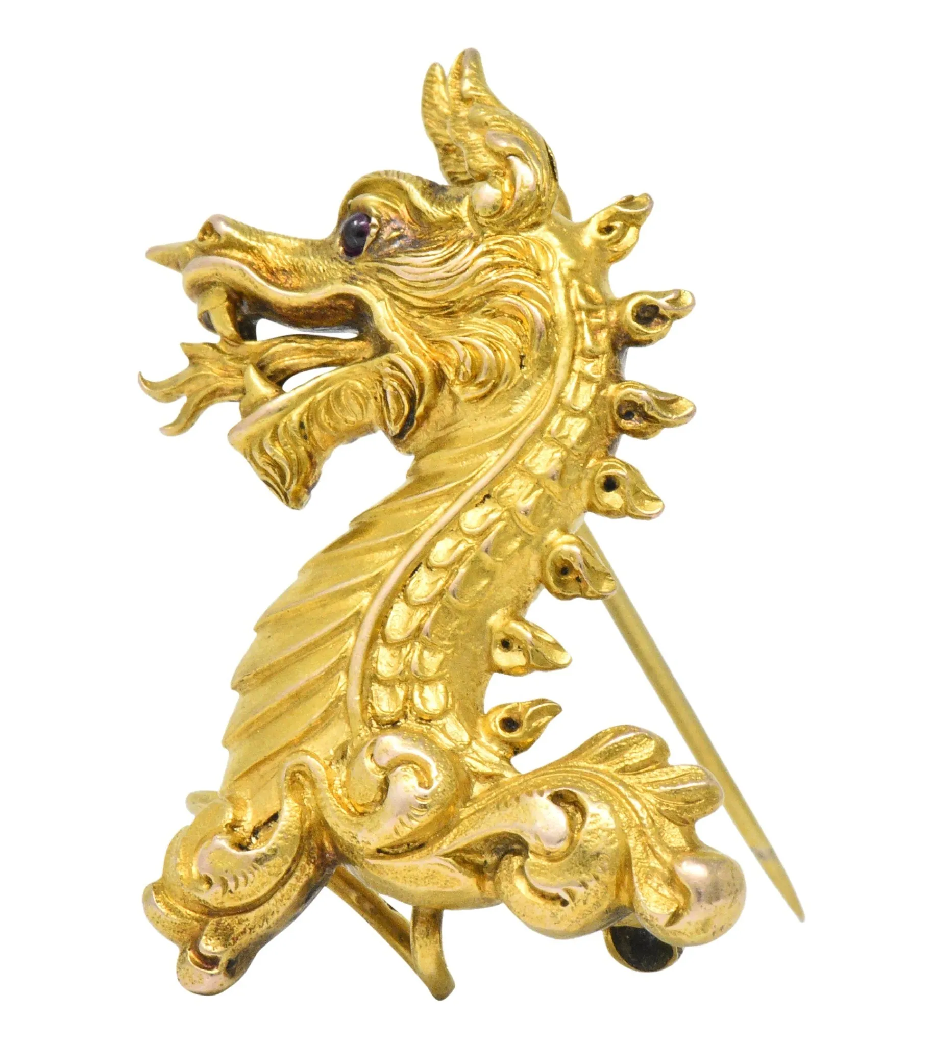 Late Victorian 14 Karat Gold Dragon Brooch Circa 1890