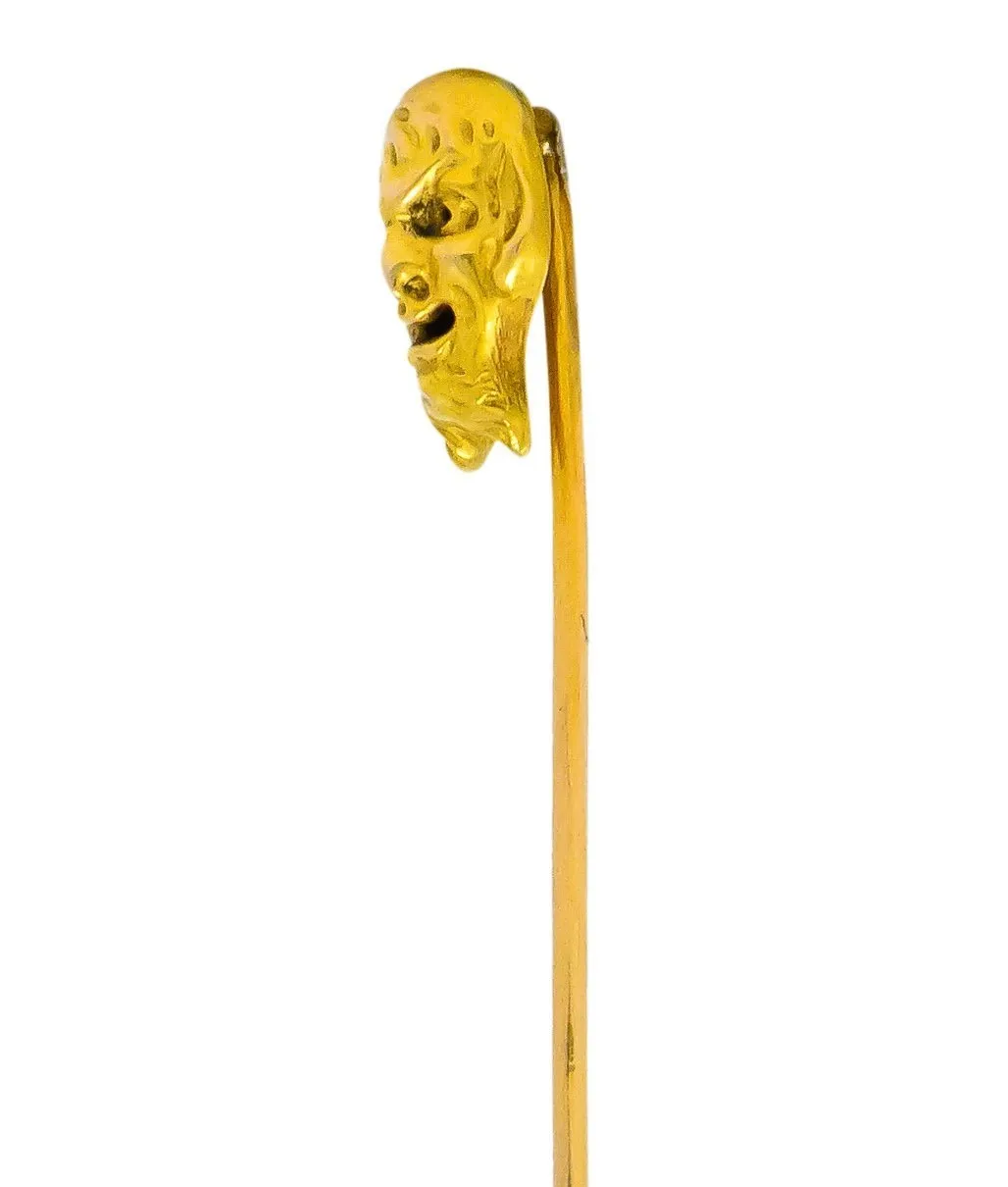 Late Victorian 18 Karat Gold Bacchus Satyr Stickpin