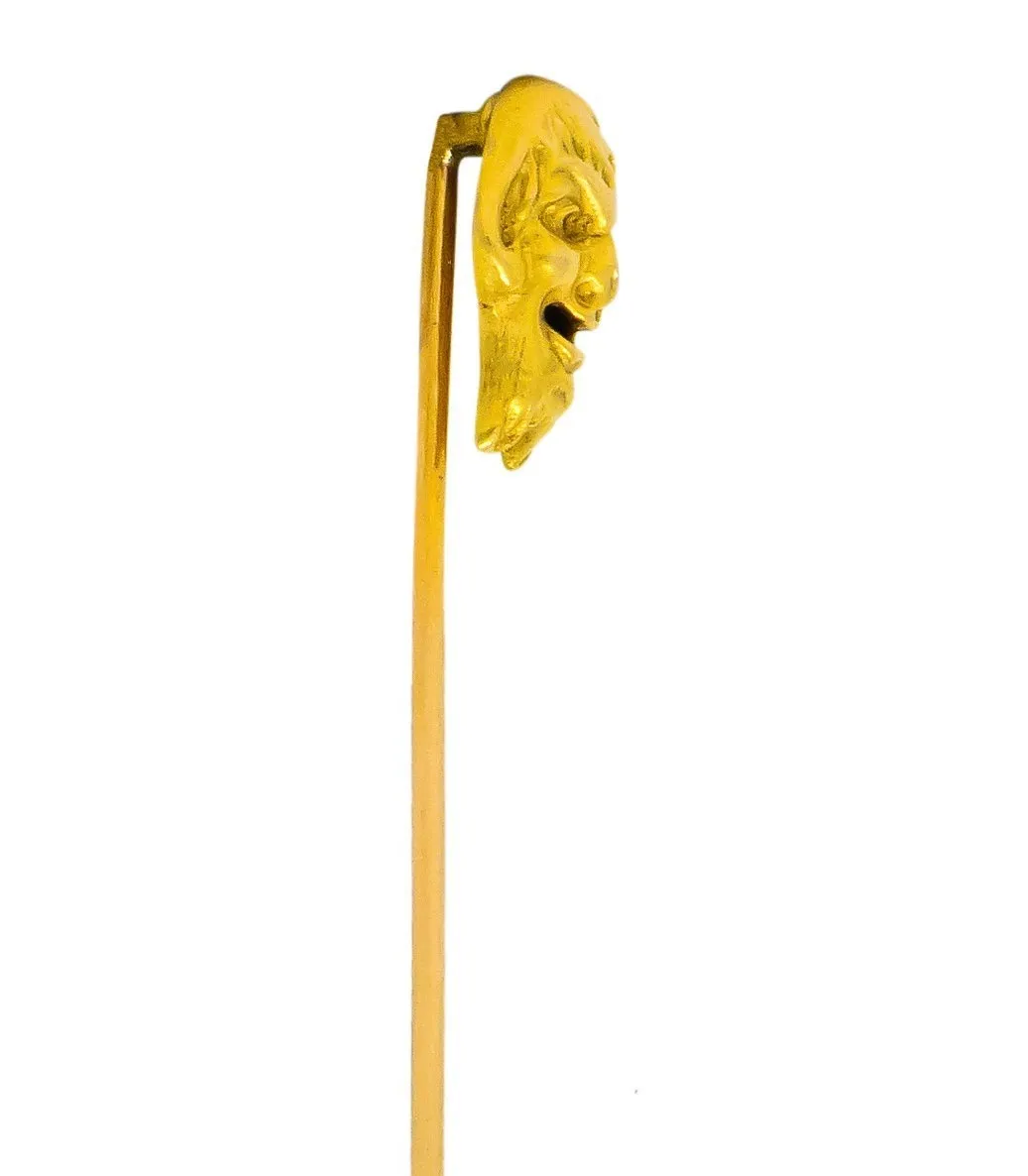 Late Victorian 18 Karat Gold Bacchus Satyr Stickpin